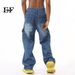 EF JEANS | 2024 New Product, American Street Trend Heavy Industry Splicing Multi-pocket Washed Jeans Casual_mkmklike.com