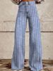 Women's Clothing Striped Wide Leg Straight Leg Flared Jeans For Women_mkmklike.com