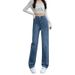 Retro High-waisted Straight-leg Jeans Women, 2024 Autumn New Style, Loose And Slimming, Versatile Wide-leg Floor-length_mkmklike.com