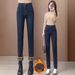 2026 Fall/Winter New Style Fleece-Lined Warm Slim-Fit Pants High-Waisted Slimming Thick Stretchy Versatile Women's Denim_mkmklike.com