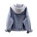 Women's Clothing Denim Jacket Women Spring And Autumn Short Loose BF Long Sleeve Hooded Jacket Large Pockets All Match Tops_mkmklike.com