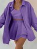 Women's clothing long sleeved jacket shorts vest three piece sports casual sweater suit_mkmklike.com