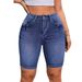Women's Stretch Denim Shorts With Embroidery – Mid-Length Comfort For Casual & Streetwear_mkmklike.com