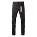 Men's Dark Streetwear Graffiti Skinny Jeans - Black Slim Fit Denim Pants With Pocket Print - Retro Hip Hop Casual Trousers For Men_mkmklike.com