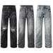 Men's Rhinestone Jeans Straight Loose Fit Casual Denim Pants With Flashy Studs For Daily Wear Relaxed Straight Fit_mkmklike.com