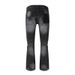 Men's Purple Retro Splash Paint Ripped Jeans High Street Distressed Flared Denim Pants_mkmklike.com