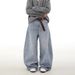 Men's Versatile Whiskered Casual Drape Zippered Straight Leg Jeans Turquoise Stone Wash Spring Autumn_mkmklike.com