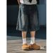 Vintage Washed Denim Shorts for Men Retro Blue Distressed High Street Wide Leg Casual Cargo Capri Pants_mkmklike.com