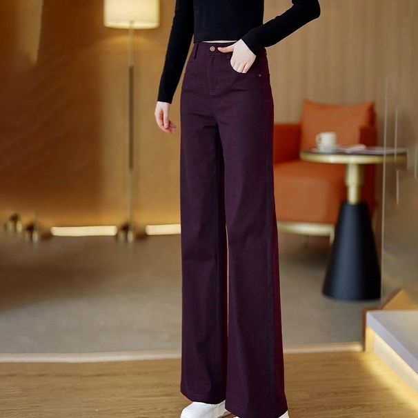 Women’s Lyocell Flared Jeans – High-Waisted, Fleece-Lined & Stretch Bootcut Pants (Purple, 26-31)_mkmklike.com