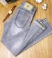 Trendy Men's Light Gray Jeans Slim Fit Straight Leg Long Pants Spring_mkmklike.com