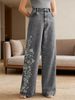 Heavy Embroidered Stretch Denim Pants – Retro High-Waisted Flared Jeans For Women_mkmklike.com