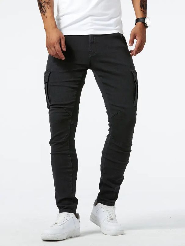 European And American Jeans Men's Side Pockets Small Feet Skinny Jeans_mkmklike.com