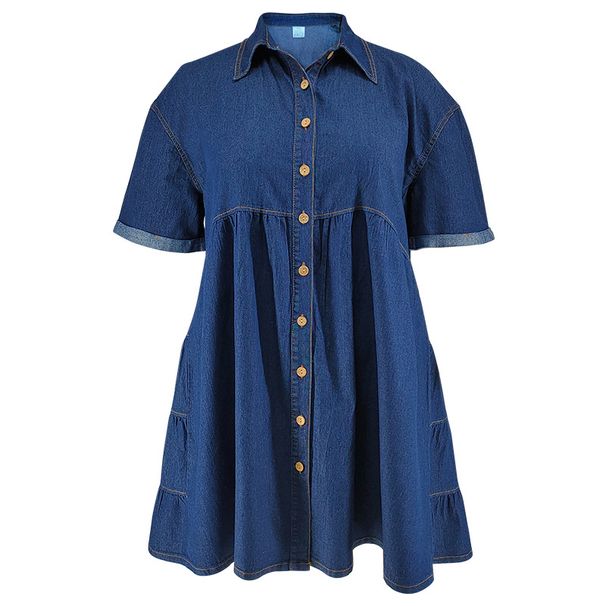 K New Denim Short-sleeved Slim-fit Dress_mkmklike.com