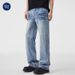 Lightning Burst Pattern Washed Jeans Men's American High Street Tied Flower Washed Trousers_mkmklike.com