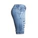 Women's clothing stretch wash ground cut hem women's denim capri pants high waist ripped jeans women_mkmklike.com