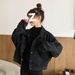 Chicco Black New Korean Style Loose Denim Jacket Short Versatile Top For Spring And Autumn Ins Trendy Women_mkmklike.com