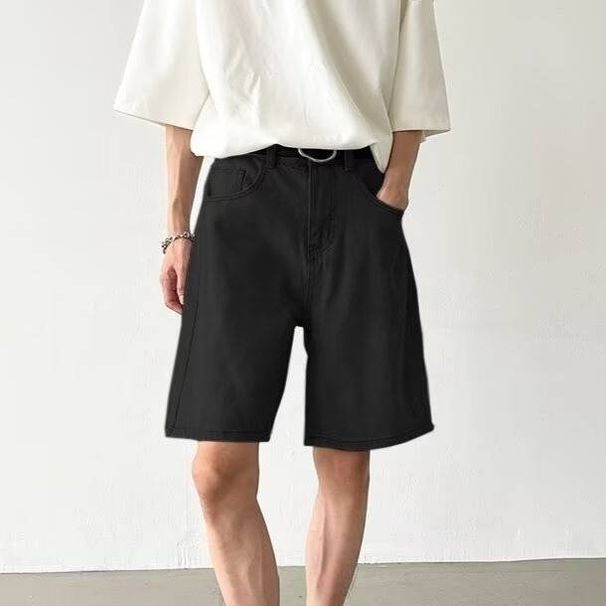 Men's Clothing New Summer White Denim Shorts Trendy Solid Color Casual Shorts_mkmklike.com