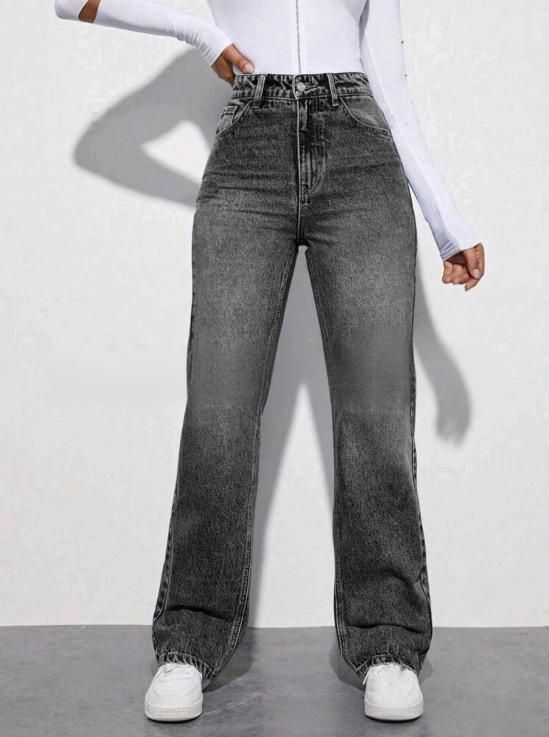 Women's High Waist Wide Leg Jeans - Soft Washed Denim Pants For Casual Comfort (Light Blue, Black) - Sizes S-2XL_mkmklike.com