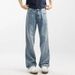 Retro High-Waisted Flared Jeans – Vintage Distressed Denim Pants For Men & Women (S-XXXL, Light Blue, 70s-Inspired Bohemian Style)_mkmklike.com
