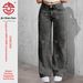 Women's Vintage Wash Embroidered Jeans European American Style Smoky Gray Distressed Stretch Red Cherry Denim Trousers_mkmklike.com