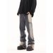 Nordmann European And American Vibe Jeans For Men Retro Irregular Patchwork Flared High Street Trend Loose Straight Casual Pants_mkmklike.com