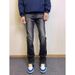 American Cleanft Washed Slim Fit Flared High Street Vibe Style Black And Gray 517 Jeans For Men And Women_mkmklike.com