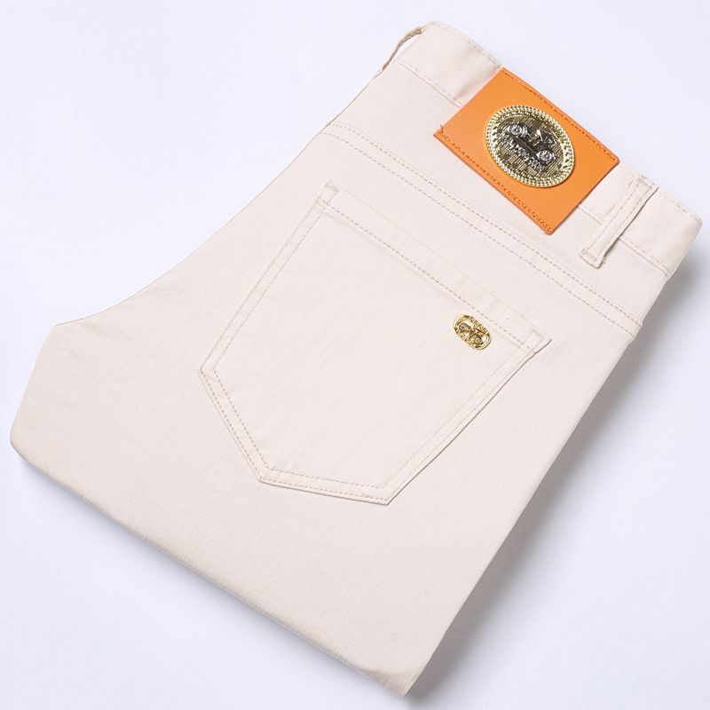 2026 European High-end Men's Cropped Jeans, Korean Style, Casual Slim Fit, Stretchy Tencel, Summer Thin Version_mkmklike.com