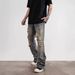 Men's Style Ripped Jeans High Street Tapered Trousers Trendy Embroidered Patched Versatile New Blue For Spring_mkmklike.com