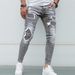 Men's Distressed Cat Whisker Patchwork Jeans – Slim Fit Stretch Denim, Vintage Wash (Cotton, Straight Leg, Streetwear Essential)_mkmklike.com