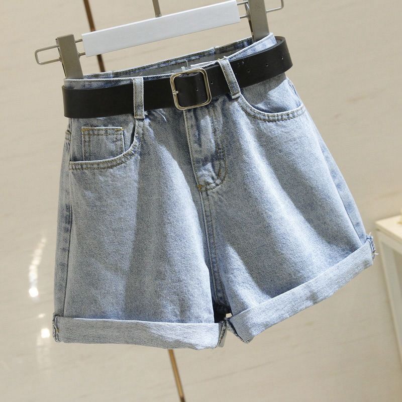 High Waisted Denim Shorts for Women Loose Fit Slimming Roll Hem Wide Leg a Line Hot Pants Korean Style Summer 2020 Trendy_mkmklike.com