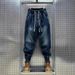 Men's Loose Fit Vintage Denim Pants – High-Waisted Baggy Jeans With Retro Wash Breathable & Stretchy Fabric_mkmklike.com