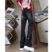 Streetwear Black Washed Denim Jeans For Men & Women - Slim Straight Leg With Slight Flare & Distressed Details_mkmklike.com