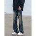 Men's Cargo Jeans – Vintage Washed Utility Pants With Multi-Pockets & Relaxed Fit_mkmklike.com