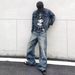 Vintage Washed Distressed Whiskered Baggy Jeans High Street Style Casual Loose Fitting Straight Leg Jeans_mkmklike.com