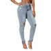 ELLE European And American Cross-Border 2024 Summer New Elastic Slim Fit Ripped Skinny Pencil Jeans For Women_mkmklike.com