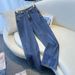 Women's High Waist Straight Leg Jeans Adjustable Buckle Loose Fit Slimming Floor Length plus Size Denim_mkmklike.com