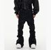 Men's Waxed Coated Flared Jeans - Dark Aesthetic Wide-Leg Denim Pants With Draped Hem & Detachable Straps_mkmklike.com