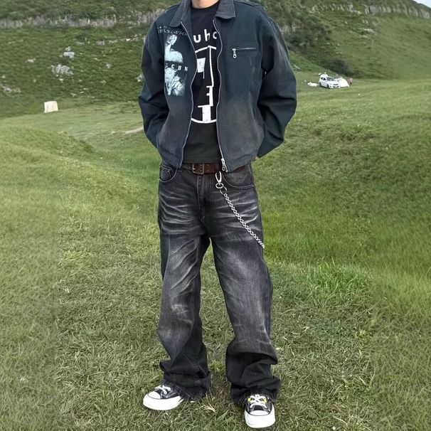 Men's Clothing Loose Fitting Trendy Jeans For Men High Street Fashion Brand Rebellious Cool Japanese Harajuku Style_mkmklike.com