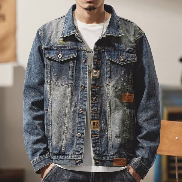 Versatile Denim Jacket, Men's Spring And Autumn Cardigan, Lapel Jacket, Cardigan Top_mkmklike.com
