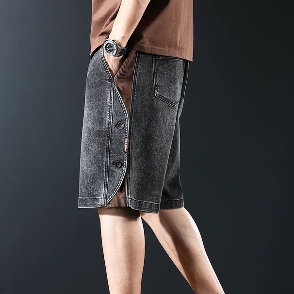 Men's Clothing High End Trendy Brand Denim Shorts Men's Summer New Loose Straight Shorts Trendy Casual Shorts Men's Fashion Trend_mkmklike.com