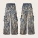 Unisex Vintage Tie-Dye Cargo Pants – Double Waistband Distressed Denim-Look Trousers (S-XL) – Oversized 90s Hip Hop Streetwear With Faded Gradient_mkmklike.com