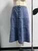 Plus Size A-Line Denim Skirt With Layered Hem - High Waist Summer Casual Skirt For Women, Streetwear Staple In Light Blue_mkmklike.com