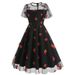 Women's mesh love waist dress ladies retro dress_mkmklike.com