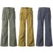 Washed Denim Flared Hippie Trend Men's Loose Wide-Leg Long Punk Vintage Three-Dimensional Pocket Cargo Pants_mkmklike.com