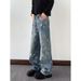 Men's Hip Hop Letter Print Jeans – High Street Trendy Slim Fit Denim Pants With Bold Design (S-3XL, Blue & Black Options)_mkmklike.com