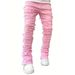 Men's Clothing Stretch Patchwork Layered Straight Leg Trousers Fashion Stretch Denim Jeans With Patchwork Layering Straight Leg Pants For Women & Men_mkmklike.com