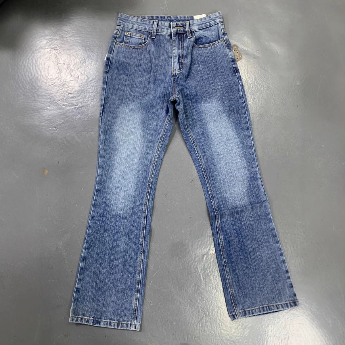 Men's Heavyweight Slub Denim Jeans – Vintage Washed Wide-Leg Flared Pants With Retro Stripes & Stacked Hem_mkmklike.com