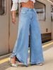 Women's Clothing Trendy Wide-Leg Jeans For Women – Light Blue, Mid-Rise, Non-Stretch & Street Style – XS To XL_mkmklike.com