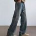 Retro American Drawstring Men's Jeans Loose Fit Trendy Fashionable Slightly Flared Wide Leg Pants Midweight Cotton Black Blue_mkmklike.com