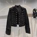 Women's Slimming Stand Collar Long Sleeve Denim Jacket Heavy Industry Motorcycle Short Trendy Top For Spring Autumn Winter_mkmklike.com